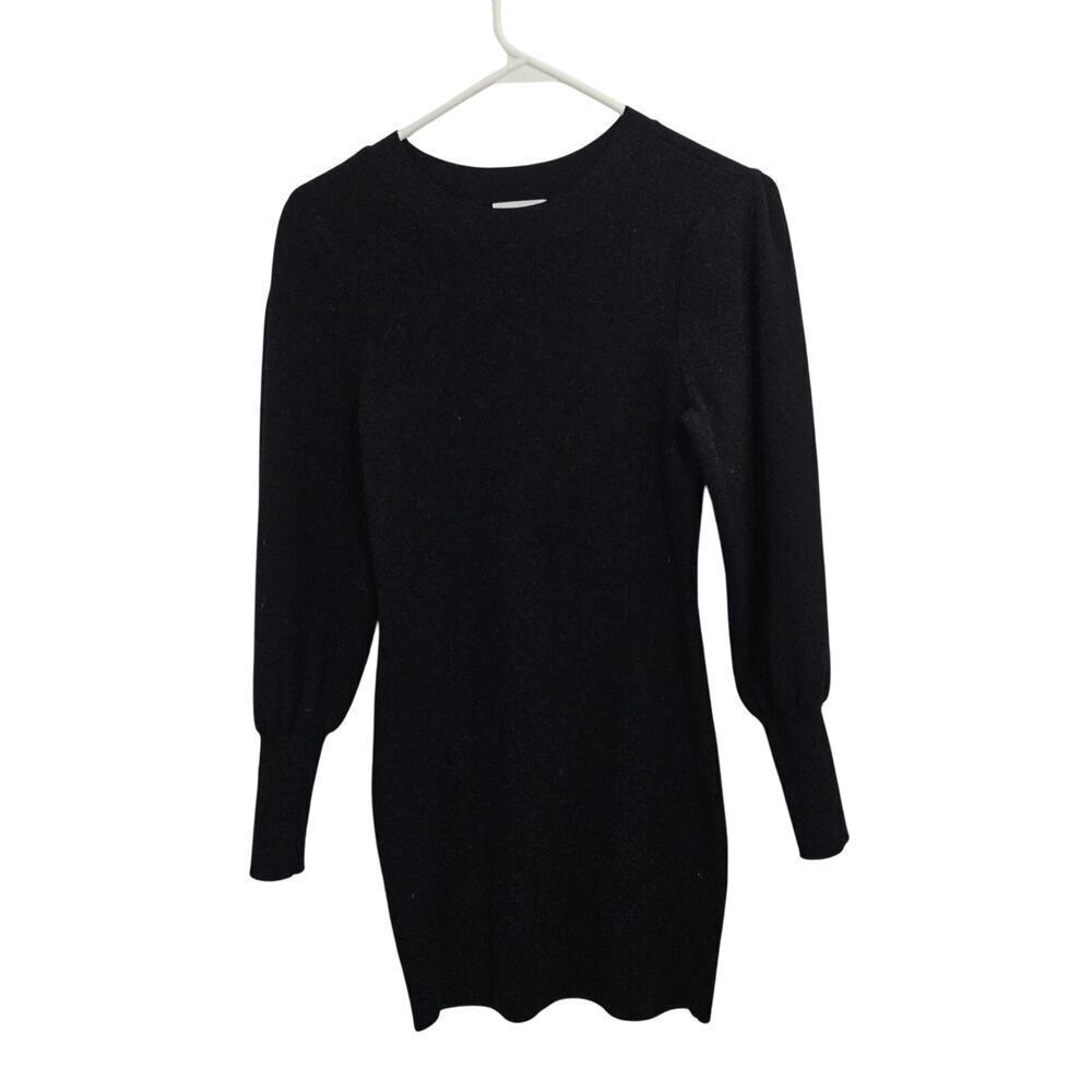 LEITH Black Mini Sweater Dress Balloon Sleeve Bodycon Size Small Nordstrom
